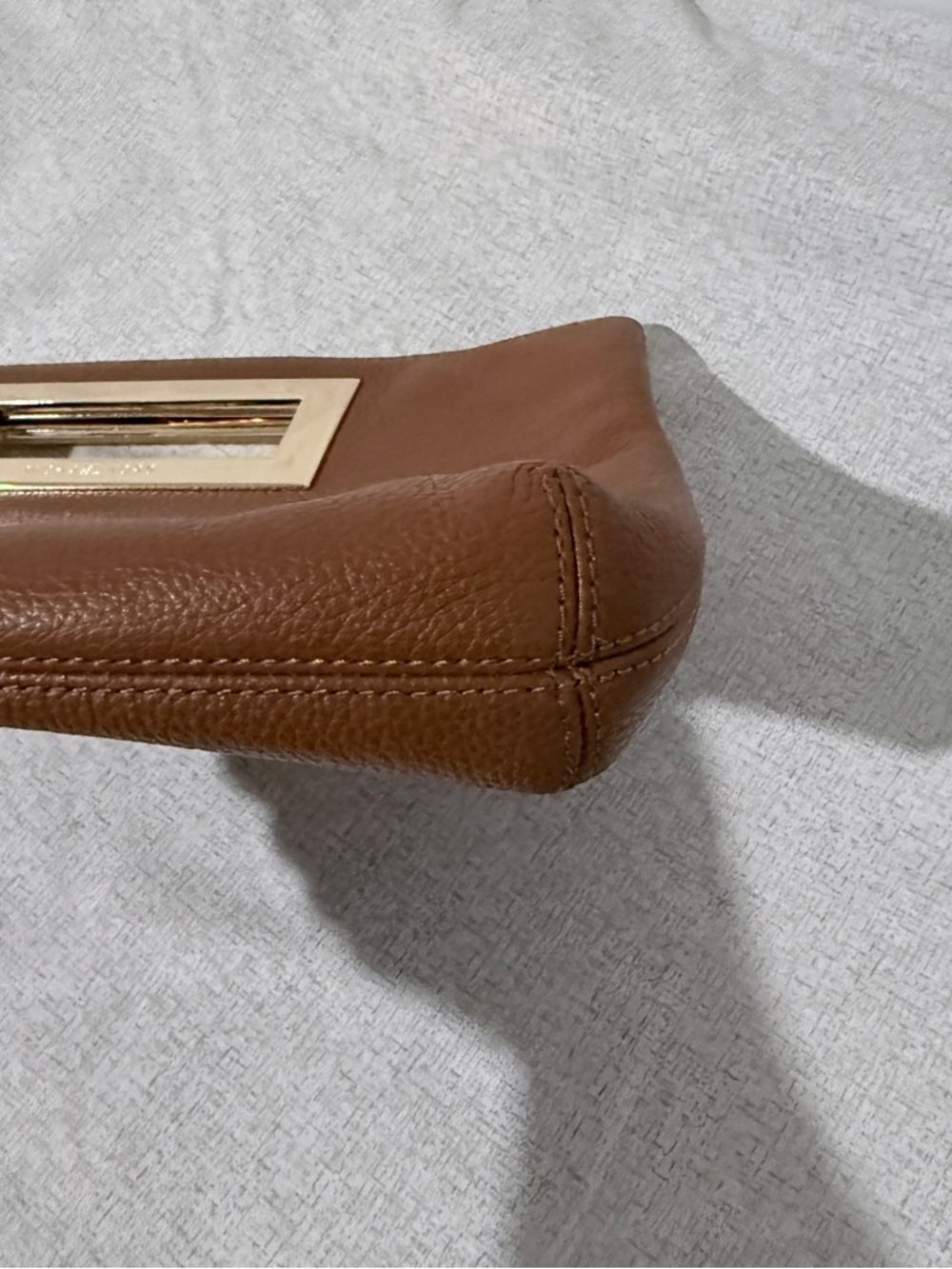 Michael Kors Chestnut Brown Leather Wristlet Clutch with Gold Trim - Picture 5 of 9